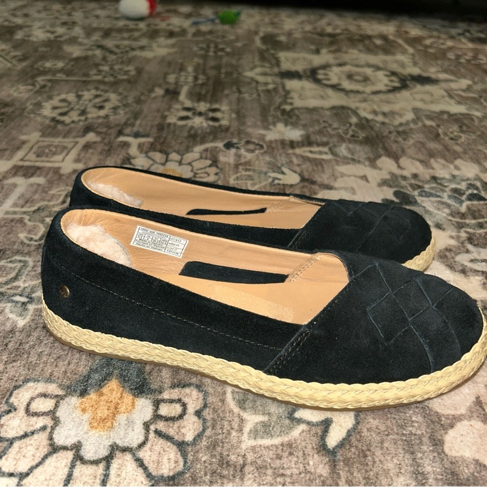 UGG Black Suede Espadrille Flats
